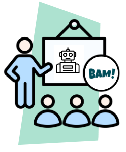 Illustration of a BAM instructor teaching robotics.